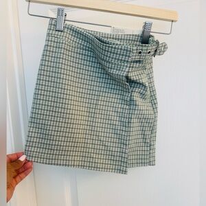 Tilly’s girls - Full Tilt Plaid Wrap Mini Skirt in Sage Green- girls xs